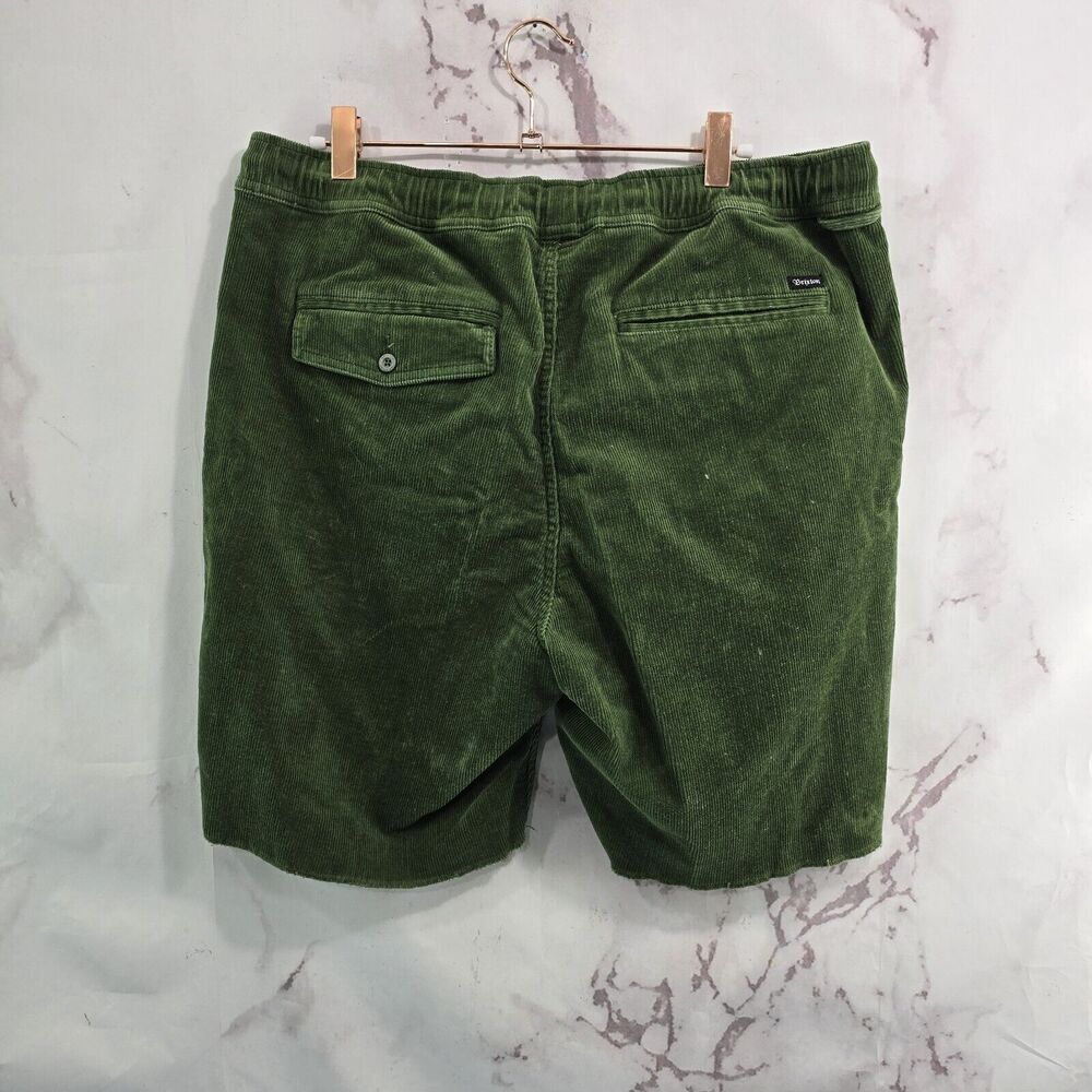 Brixton Shorts Mens Medium Green Madrid II Drawstring Corduroy Camp Bermuda Pull